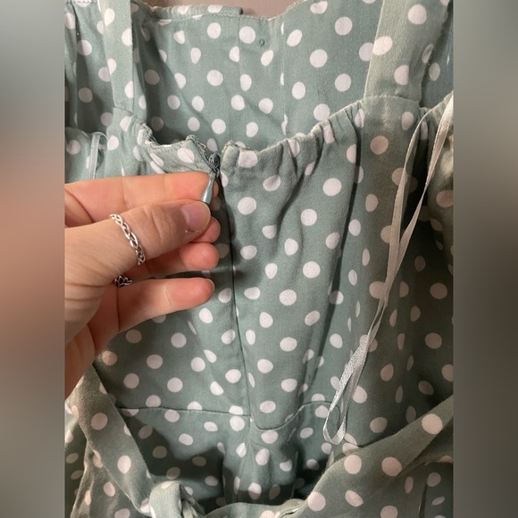 Apricot Fit & Flare Sage Green Polka Dot Sweetheart Neckline Dress Sz UK10 US6 - Picture 4 of 6